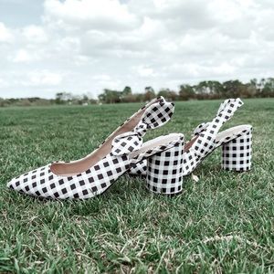 Betsey Johnson Checked Bow Heel